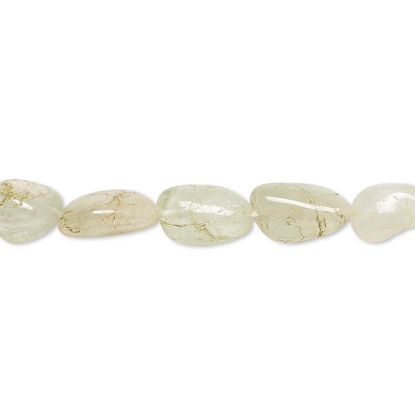 Bead, aquamarine (dyed / heated), small to large pebble, Mohs hardness 7-1/2 to 8. Sold per 14-inch strand. image number 0