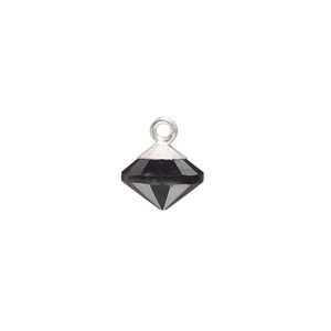 Black onyx / copper / sterling silver 1pkg1, silver-plated hand-cut faceted bicone drop 11x9mm
