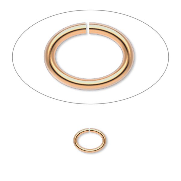 Jump ring, gold-plated brass, 8x6mm oval, 6.2x4.1mm inside diameter, 18 gauge. Sold per pkg of 1,000. image number 0