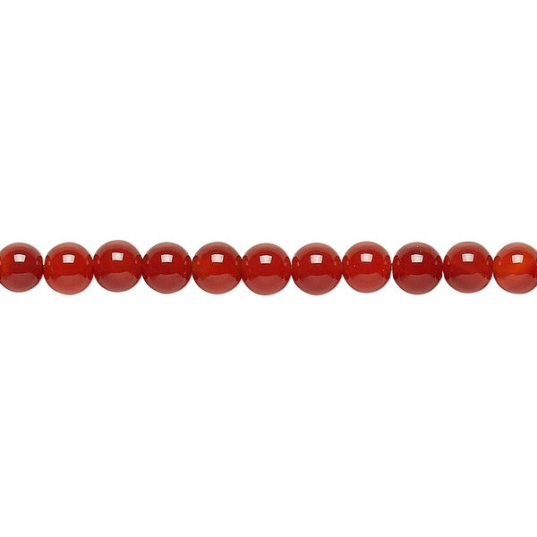 Bead, carnelian (dyed / heated), 4mm round, C grade, Mohs hardness 6-1/2 to 7. Sold per 15-1/2" to 16" strand. image number 0