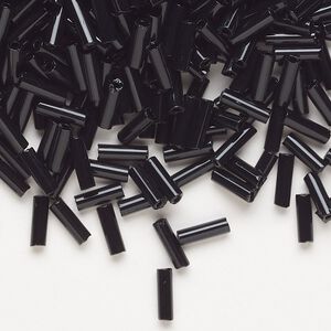 Bead, Preciosa Ornela Czech glass, bugle bead, pkg/500g, #3, opaque black, (23980).