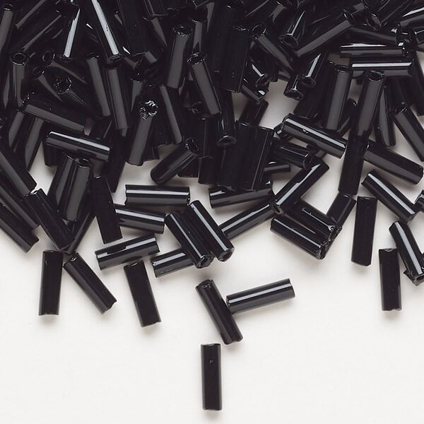 Bead, Preciosa Ornela Czech glass, bugle bead, pkg/500g, #3, opaque black, (23980). image number 0