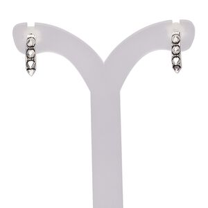 Earring, antiqued sterling silver, 10.5mm half hoop with spikes and post. Sold per pair.