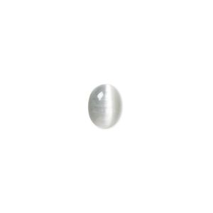 Cabochon, cat's eye glass (fiber optic glass), grey, 9x7mm calibrated oval, quality grade. Sold per pkg of 10.