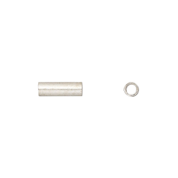 Crimp, Artistic Wire®, silver-plated copper, 10x3mm tube, 2mm inside diameter. Sold per pkg of 50. image number 0