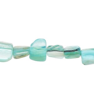 Mother-of-pearl shell 1pkg1, triangle tube bead 14 inch light teal blue 7x7mm-12x8mm