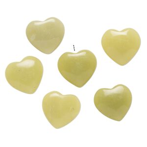 Olive new "jade" 1pkg6, half-drilled puffed heart drop natural 14-16mm