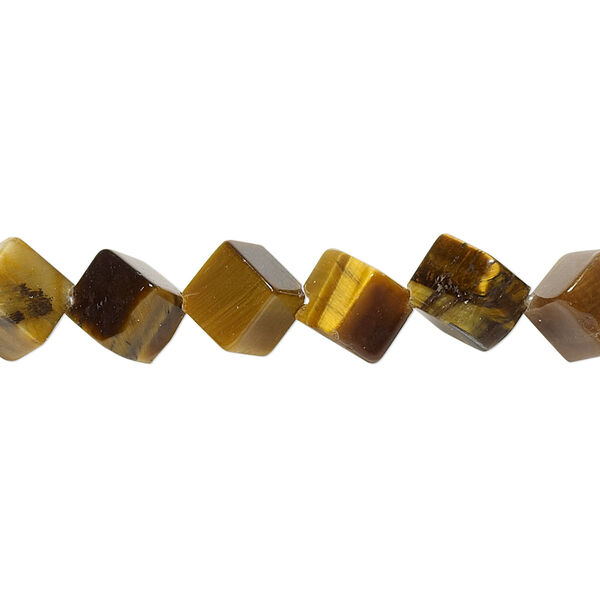 Tigereye 1pkg1, diagonally drilled cube bead natural 15.5-16 inch 6mm image number 0