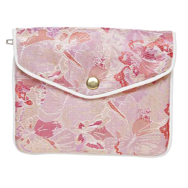 Pouch 1pkg3 rayon brocade and silver-finished steel, multicolored, 4.75x4-inch floral pattern. image number 3