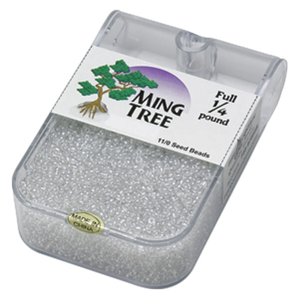 Seed bead, Ming Tree™, glass, pkg/1/4 pound, #11 round, translucent luster clear. image number 0