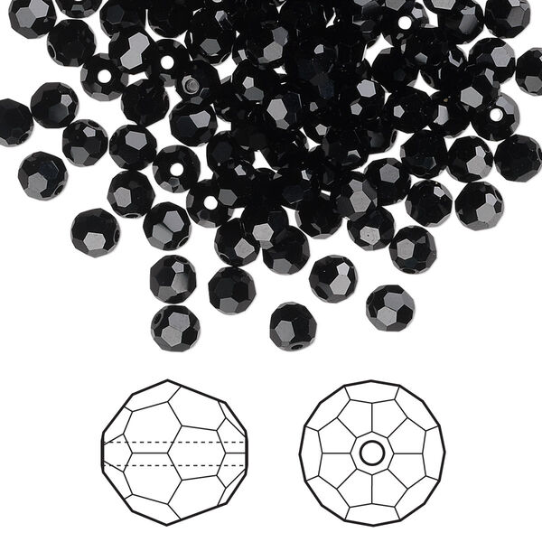 Bead 144pk jet, Crystal Passions® 4mm round 5000 image number 0