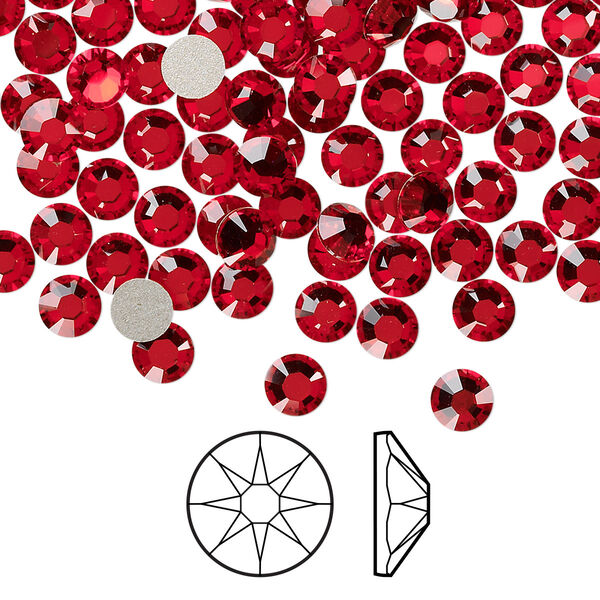 Flat back 1440pk light Siam foil back, Swarovski® 4.6-4.8mm rose round SS20 2088 image number 0