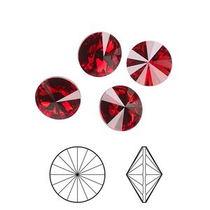 Chaton 144pk scarlet foil back, Swarovski® 8.16-8.41mm rivoli SS39 1122
