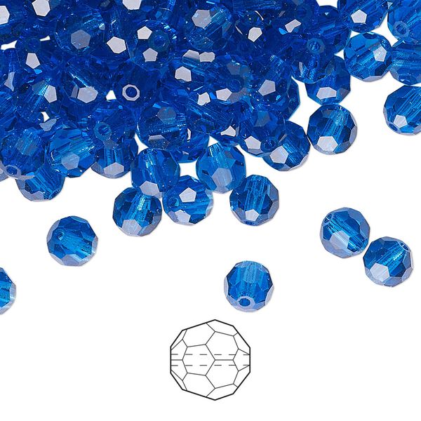 Bead 576pk Capri blue, Preciosa Czech crystal 5mm round image number 0