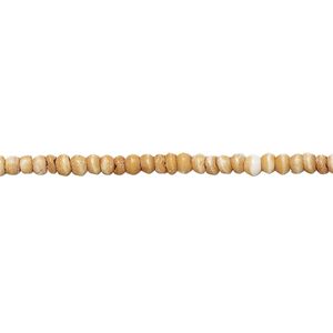 Bead, bone (dyed), beige and white, 2mm round. Sold per 15-1/2" to 16" strand.