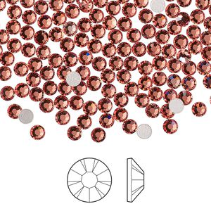 Flat back 1440pk rose peach foil back, Preciosa MAXIMA Czech crystal hotfix rhinestone 3-3.2mm chaton rose round SS12