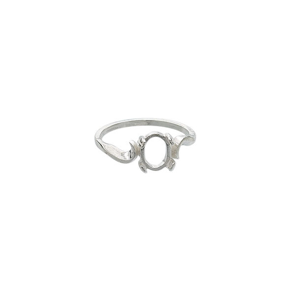 Ring, sterling silver, swirl band with 8x6mm 4-prong oval setting, size 7. Sold individually. image number 0