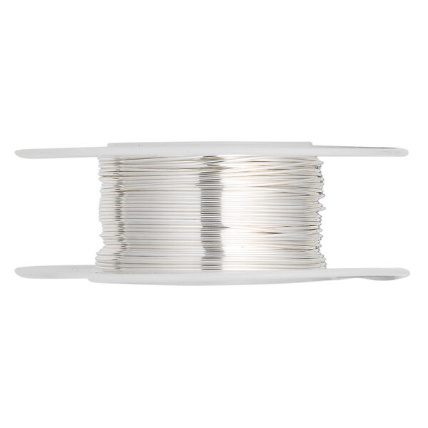 Wire, sterling silver, half-hard, round, 24 gauge. Sold per pkg of 5 feet. image number 0