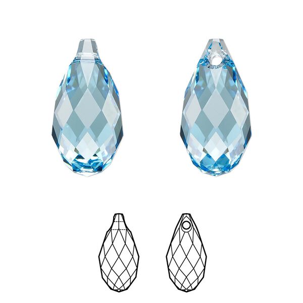 Briolette 36pk aquamarine, Swarovski® 17x8.5mm pendant drop 6010 image number 0