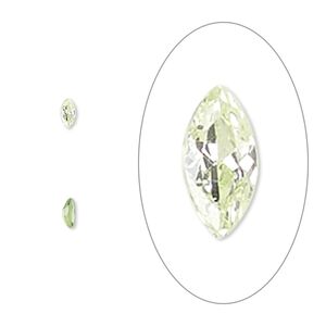Gem, cubic zirconia, peridot green, 4x2mm faceted marquise, Mohs hardness 8-1/2. Sold per pkg of 5.