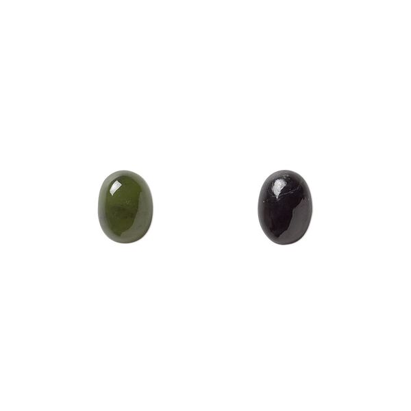 Nephrite jade 1pkg2, calibrated oval cab natural 8x6mm image number 0