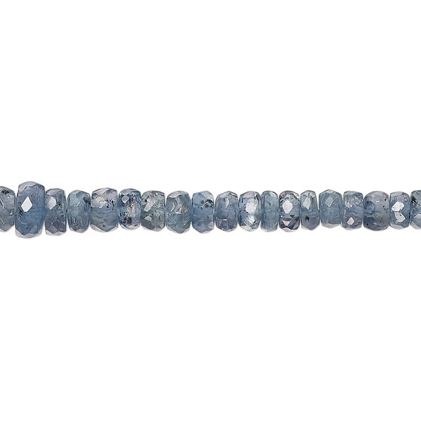 Bead, indigo kyanite (natural), 3x2mm-5x3mm graduated hand-cut faceted rondelle with 0.4-1.4mm hole, B grade, Mohs hardness 4 to 7-1/2. Sold per 15-1/2" to 16" strand. image number 0