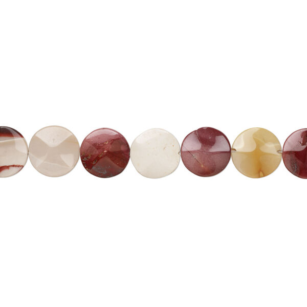 Moukaite jasper 1pkg1, wavy flat round bead natural, 15 inch 28-30mm image number 1