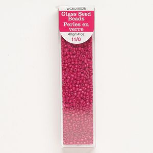 Seed bead, glass, pkg/40g, opaque magenta, #11 round.