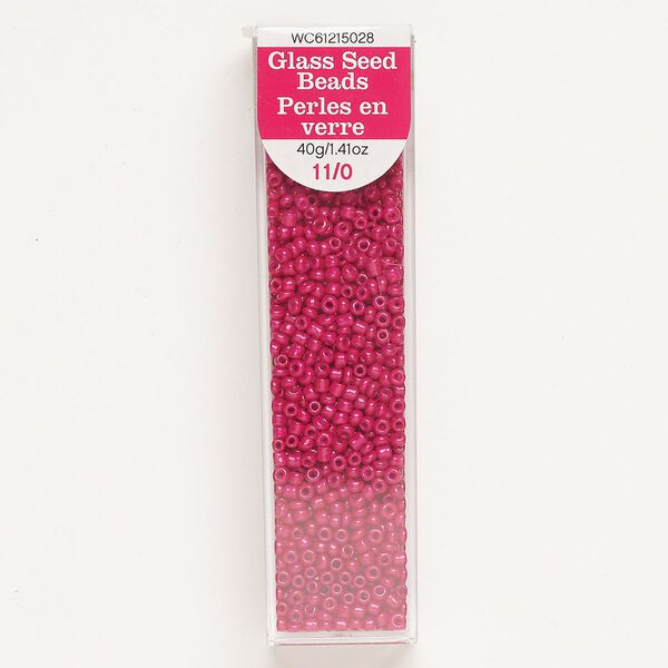 Seed bead, glass, pkg/40g, opaque magenta, #11 round. image number 0