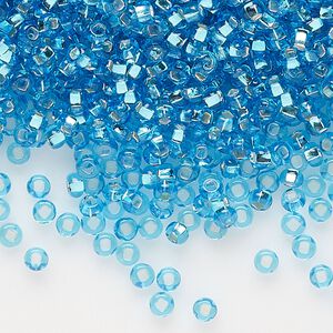 Seed bead, Preciosa Ornela Czech glass, pkg/500g, #11 rocaille, transparent silver-lined sky blue, (67010).