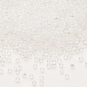 Seed bead, Dyna-Mites™, glass, pkg/40g, #11 round, translucent rainbow clear, (4R 11/0 RR).