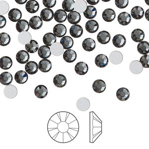 Flat back 144pk light graphite foil back, Preciosa VIVA 12® Czech crystal rhinestone 3.8-4mm chaton rose round SS16