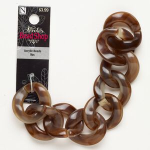 Chain, acrylic, brown, 31.4mm twisted curb, 7 inches. Sold individually.