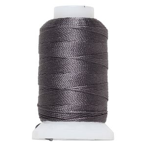 Thread, Purely Silk™, dark grey, size FFF. Sold per 92-yard spool.
