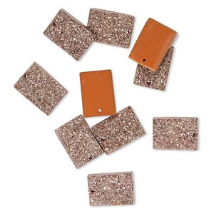 Drop, "druzy" (resin) (imitation), bronze, 18x13mm top-drilled rectangle. Sold per pkg of 10.