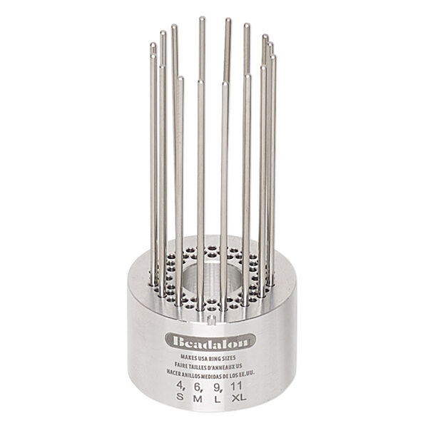 Ring weaver, Beadalon®, foam / aluminum / steel, white, 1-1/4 x 3/4 inch base / 2-3/4 inch pegs / 1 x 1/4 inch disc. Sold per 20-piece set. image number 0