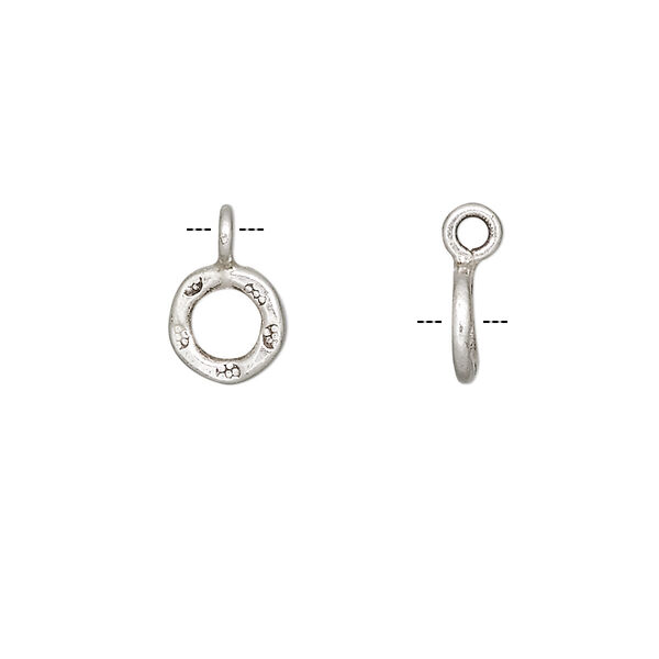 Drop, Hill Tribes, antiqued sterling silver, 8mm round donut with flower design. Sold per pkg of 2. image number 0