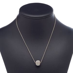 Necklace, Everyday Jewelry, crystals / rose gold-finished brass / "pewter" (zinc-based alloy), crystal clear, 13mm round, 18 inches with 2-inch extender chain and lobster claw clasp. Sold individually.