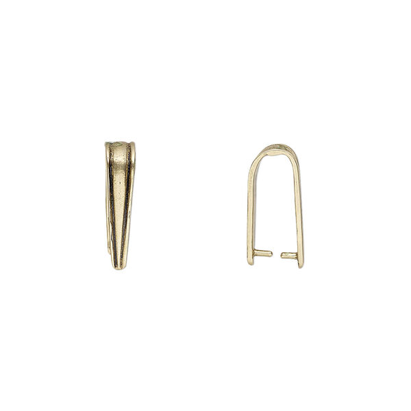 Bail, ice-pick, antiqued brass, 13.5x3mm triangle, 10mm grip length. Sold per pkg of 2. image number 0