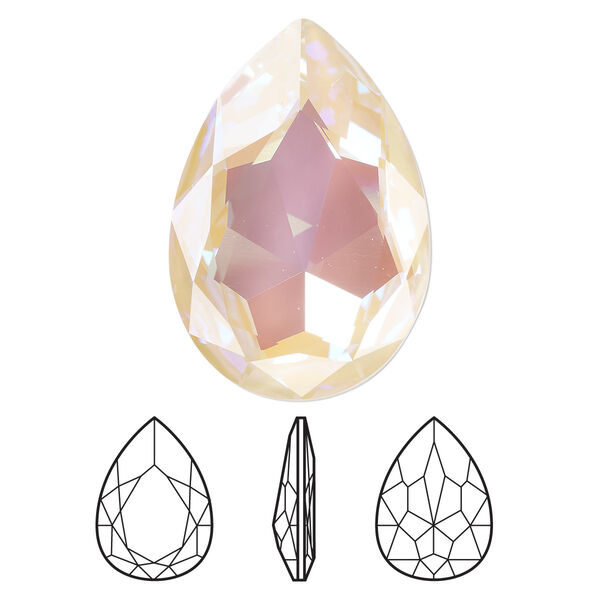 Fancy stone 1pk crystal ivory cream DeLite, Crystal Passions® 30mm pear 4327 image number 0