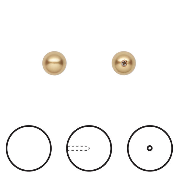 Pearl 1pkg500 royal gold, Swarovski®, 6mm half-drilled round 5818 image number 0