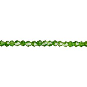 Bead 1pk 16 facets transparent green, Celestial Crystal® 3mm bicone 15.5-16 inch