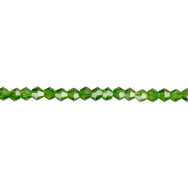 Bead 1pk 16 facets transparent green, Celestial Crystal® 3mm bicone 15.5-16 inch image number 0