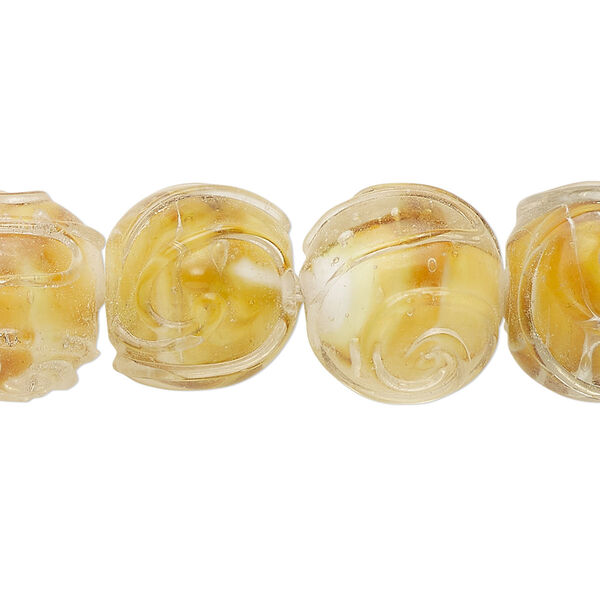 Bead, lampworked glass, translucent multicolored, 14mm round. Sold per 8-inch strand, approximately 15 beads. image number 0