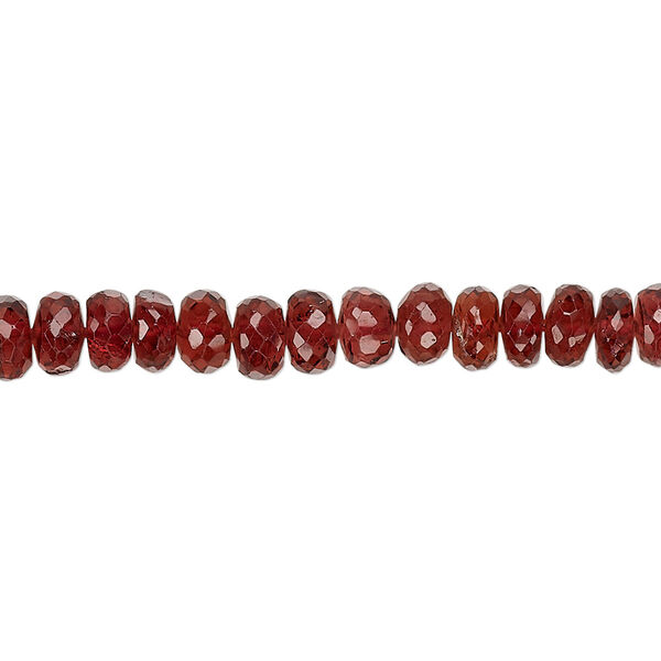 Bead, garnet (natural), 5x2mm-6x4mm hand-cut faceted rondelle, B+ grade, Mohs hardness 7 to 7-1/2. Sold per 6-inch strand. image number 0