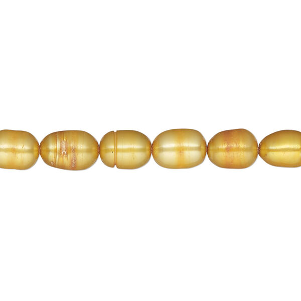 Pearl, cultured freshwater (dyed), dark gold, 5-6mm rice, D grade, Mohs hardness 2-1/2 to 4. Sold per 15-inch strand. image number 0