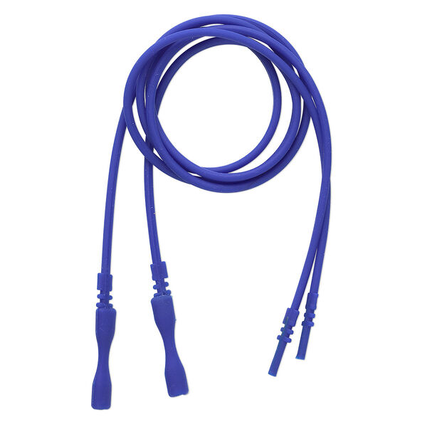 Necklace cord, silicone, opaque cobalt, 2-2.2mm wide, 16 inches with snap closure. Sold per pkg of 4. image number 0