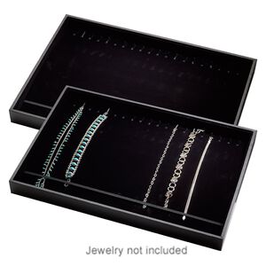 Display tray, bracelet and watch, leatherette and velveteen, black, 13-3/4 x 1-1/4 x 9-1/2 inches with insert. Sold individually.
