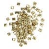 Bead mix, acrylic, opaque gold and black, 6mm cube with alphabet letters. Sold per pkg of 100. image number 1