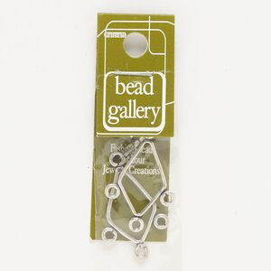 Drop, antique silver-finished "pewter" (zinc-based alloy), 25x16mm kite with 1-3 loops. Sold per pkg of 2.